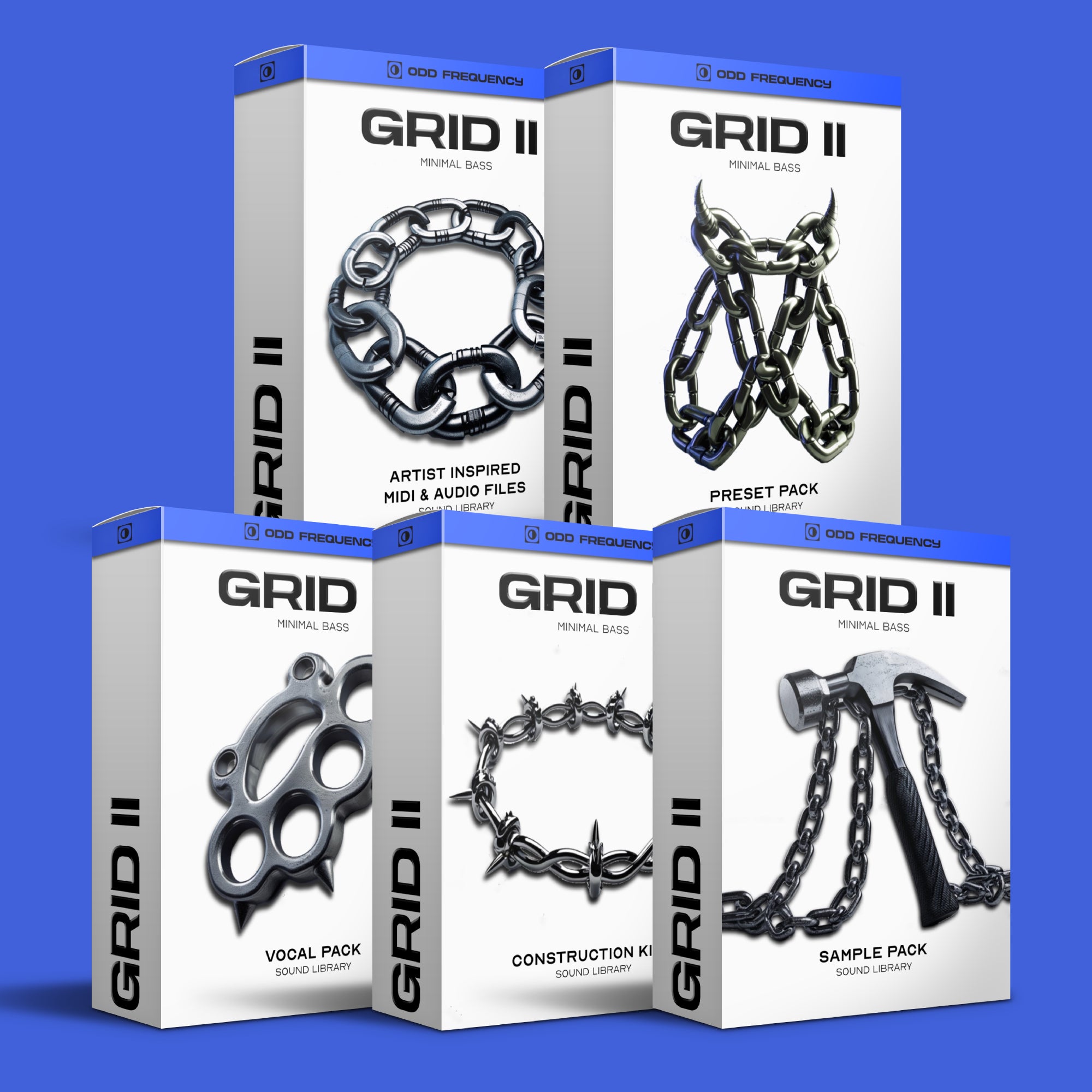 Grid II product packaging on a blue background